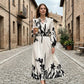 👗 50% RABATT NU! 🌸 Damernas Eleganta Blommiga Maxiklänning – V-ringning med Knäppning & Ruffelärmar – Romantisk Trädgårdsfeststil 🥂