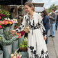 👗 50% RABATT NU! 🌸 Damernas Eleganta Blommiga Maxiklänning – V-ringning med Knäppning & Ruffelärmar – Romantisk Trädgårdsfeststil 🥂