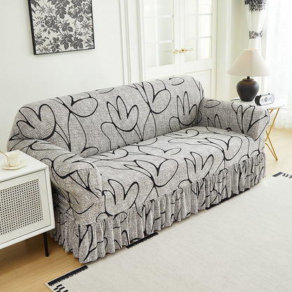 🛋️ 50 % RABATT NU! ✨ Högsträckbart sofföverdrag – volangkant & fullständigt skydd – förvandlar din soffa på nolltid – perfekt för vardagsrummet 🏠