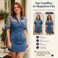 👗 50% RABATT NU! 🍷 Dams Genomskinlig Spets Denim Miniklänning – Kontrasttextur, Söt & Klubbredo ✨