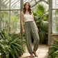 👖 50% RABATT NU! 🌸 Dambyxor med Smockad Hög Midja & Lykta-Silhuett – Luftig & Andningsbar Boho-Stil 🏖️