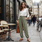 👖 50% RABATT NU! 🌸 Dambyxor med Smockad Hög Midja & Lykta-Silhuett – Luftig & Andningsbar Boho-Stil 🏖️