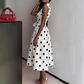 👗 50% RABATT NU! 🍒 Dam Prickig Ärmlös V-ringad Klänning – Luftig, Chic & Skrynkelfri ✨