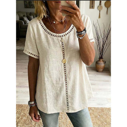 🌼 50% RABATT NU! 🌿 Dam Casual Bohemisk Urklippt Topp – Andningsbar & Lätt ✨