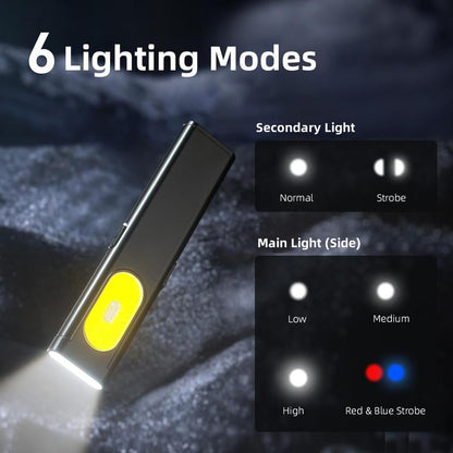 🔦 50% RABATT NU! 🏕️ 550 Lumen Platt Ficklampa – EDC Slimmad Design, Magnetisk Clip & 6 Ljuslägen ✨