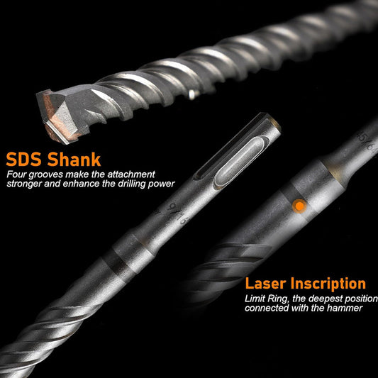 🔨 50% RABATT NU! 🛠️ 9-delat SDS Plus Hammarborrset – YG8C Spets & U-Formad Spira för Betong 💪