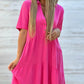👗 50% RABATT NU! ✨ Solid Färg Komfort Kavaj Knapp Klänning – A-linje & Bomull/Linne – Perfekt för Dagligt Bruk 🌸