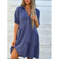 👗 50% RABATT NU! ✨ Solid Färg Komfort Kavaj Knapp Klänning – A-linje & Bomull/Linne – Perfekt för Dagligt Bruk 🌸