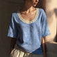 👚 50% RABATT NU! 🌸 Vintage Lace Sommarblus – U-ringad & Andningsbar – Perfekt för Varma Dagar ☀️