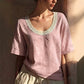 👚 50% RABATT NU! 🌸 Vintage Lace Sommarblus – U-ringad & Andningsbar – Perfekt för Varma Dagar ☀️