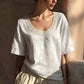 👚 50% RABATT NU! 🌸 Vintage Lace Sommarblus – U-ringad & Andningsbar – Perfekt för Varma Dagar ☀️
