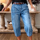 👖 50% RABATT NU! ✨ Korta Stretchiga Jeansbyxor för Dam – Avslappnad Barrel-passform & Mjuk Denim – Perfekt för Vardagen 🌿
