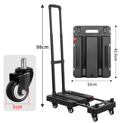 🛒 50% RABATT NU! 💪 Hopfällbar Tystgående Säckkärra – 150 kg Bärkraft & Teleskophandtag – Perfekt för Flytt, Shopping & Förvaring 🏠