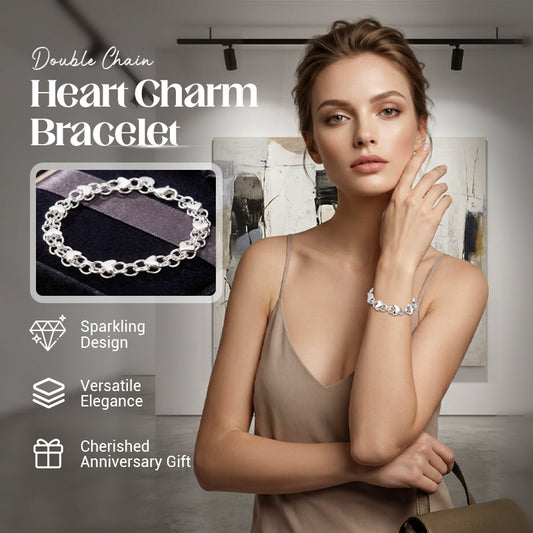 📿 50% RABATT NU! 💖 Hjärtcharm-armband med Dubbelkedja – Diskret Elegans – Perfekt att Bära Ensam eller Stapla – Beställ idag & Få Gratis Present! 🎁