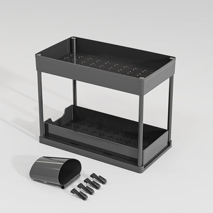 🛁 50% RABATT NU! ✨ 2-Tier Sliding Under Sink Organizer – Praktisk & Utrymmesbesparande för Badrummet 🚿