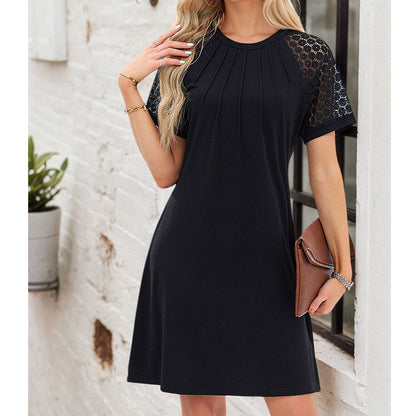 👗 50% RABATT NU! ✨ Women’s Elegant Dress with Lace Hollow Sleeves – Andningsbar Spets & A-linje – Perfekt för Alla Tillfällen 🌸