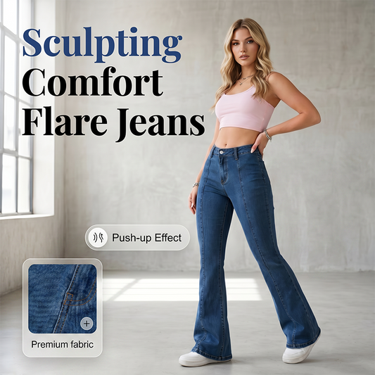 👖 50% RABATT NU! ✨ Dam Klassiska Stretch-Flare-Jeans – Figurnära & Utsvängda – Perfekt för att Framhäva Figuren & Ge en Lång Siluett 🌸