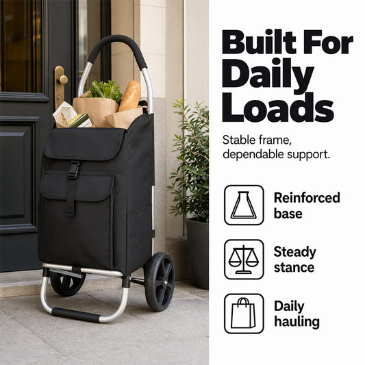 🛒 50% RABATT NU! ✨ Hopfällbar Shoppingvagn med Stor Kapacitet – Lätt & Robust – Platsbesparande – Perfekt för Inköp, Marknadsbesök & Flytt 🏠