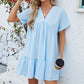 👗 50% RABATT NU! ✨ Lös V-ringad Plisserad Kortklänning – Mjuka Veck & Feminin Stil – Perfekt för Sommaren 🌾