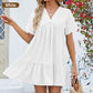 👗 50% RABATT NU! ✨ Lös V-ringad Plisserad Kortklänning – Mjuka Veck & Feminin Stil – Perfekt för Sommaren 🌾