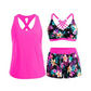 👙 50% RABATT NU! 🌊 Dam 3-delad Baddräkt Tankini Set med Shorts – Korsrygg & Magkontroll – Perfekt för Strand & Pool – Livfulla Tropiska Mönster ☀️