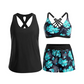 👙 50% RABATT NU! 🌊 Dam 3-delad Baddräkt Tankini Set med Shorts – Korsrygg & Magkontroll – Perfekt för Strand & Pool – Livfulla Tropiska Mönster ☀️
