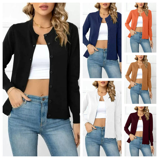 🧥 50% RABATT NU! ✨ Dam Klassisk Rund Hals Kofta – Mjuk Stickad & Slim-fit – Perfekt för Lager-på-lager – Tidlös Elegans 🌸