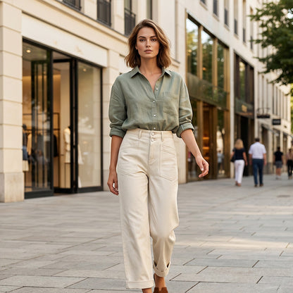 👖 50% RABATT NU! ✨ Stretchjeans med Hög Midja & Raka Ben – Elastisk & Bekväm – Perfekt för Vardag & Kontor – Klassisk Stil 🌸