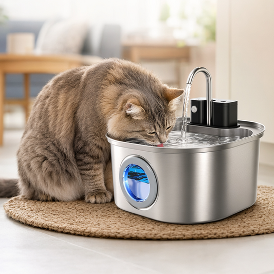 🐱 50% RABATT NU! 💧 3,2L Edelstahl-Trinkbrunnen – Kabellos & Wiederaufladbar – Perfekt för Katter & Hundar – Tyst & Hygienisk 🐶