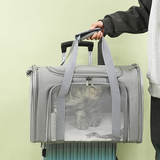 🐱 50% RABATT NU! 🛡️ Stor Hopfällbar Transportväska i Nät för Katt – Luftigt & Rymligt – Perfekt för Resor & Utflykter – Flera Bäralternativ 🌿