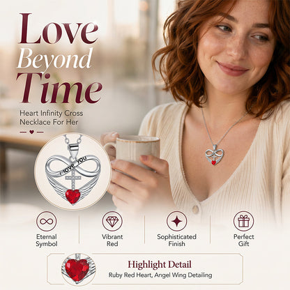 📿 50% RABATT NU! ✨ Infinity Heart Cross Necklace with Wing Pendant – Tro & Evig Kärlek – Perfekt Som Present & Personligt Smycke 💖