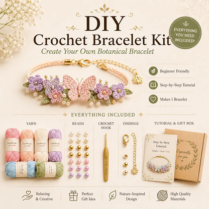 🧶 50% RABATT NU! 🌿 Naturinspirerat DIY-virkat Armbandskit – Skapa Bärbar Konst – Perfekt för Avkoppling & Kreativitet ✨