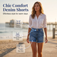 👖 50% RABATT NU! 🌞 Dam Casual Sträckbara Jeansshorts – Hög Midja & Dubbelknapp – Perfekt för Sommaren – Stretchig & Bekväm ✨