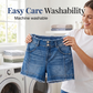 👖 50% RABATT NU! 🌞 Dam Casual Sträckbara Jeansshorts – Hög Midja & Dubbelknapp – Perfekt för Sommaren – Stretchig & Bekväm ✨