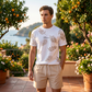 🏝️ 50% RABATT NU! 👕 Herrset med Tryck för Sommaren – 2-delat Set – Tropiskt Mönster & Andningsbar Komfort – Perfekt för Semester & Vardag ☀️