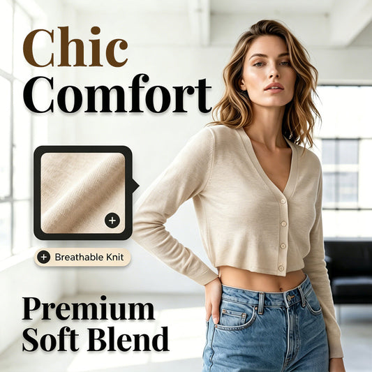 👚 50% RABATT NU! ☁️ Women's Cropped Cardigan – Lätt & Mjuk – Perfekt för Lager-på-lager – Tidlös Elegans ✨