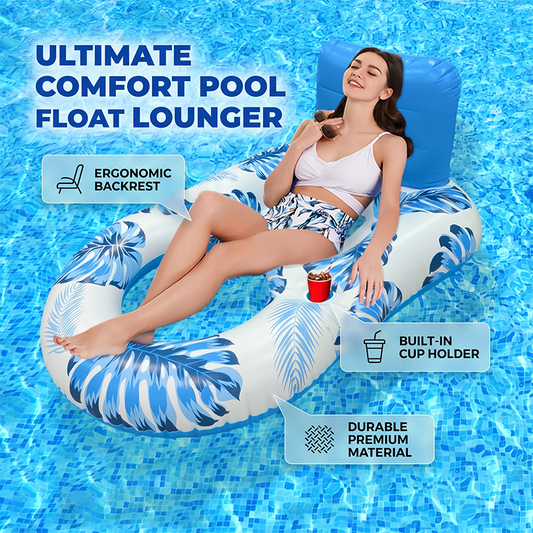 🏊 50% RABATT! 🌊 Premium Inflatable Pool Float Lounger – Ergonomisk Ryggstöd & Bekväm – Perfekt för Avkoppling i Poolen ☀️