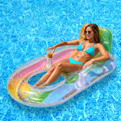🏊 50% RABATT! 🌊 Premium Inflatable Pool Float Lounger – Ergonomisk Ryggstöd & Bekväm – Perfekt för Avkoppling i Poolen ☀️
