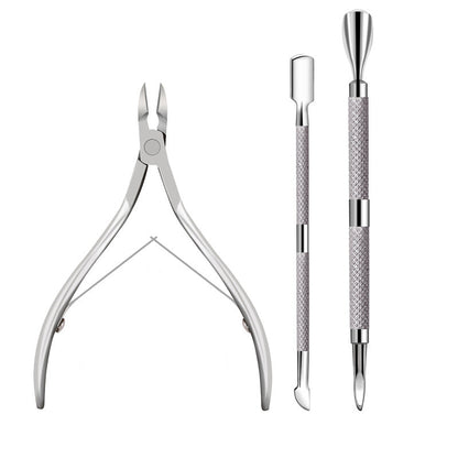 💅 50% RABATT NU! ✨ 3-Piece Stainless Steel Cuticle Care Tool Set – Professionell Nagelvård – Rostfritt & Hållbart – Perfekt för Hemmabruk 🏠