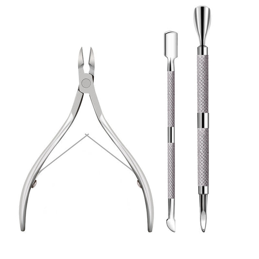 💅 50% RABATT NU! ✨ 3-Piece Stainless Steel Cuticle Care Tool Set – Professionell Nagelvård – Rostfritt & Hållbart – Perfekt för Hemmabruk 🏠