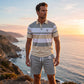 👕 50% RABATT NU! 🌊 Herr Randig T-shirt & Shorts 2-delat Set – Andningsbart & Stilrent – Perfekt för Sommaren – Avslappnad Komfort ☀️