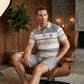 👕 50% RABATT NU! 🌊 Herr Randig T-shirt & Shorts 2-delat Set – Andningsbart & Stilrent – Perfekt för Sommaren – Avslappnad Komfort ☀️