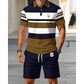 👕 50% RABATT NU! 🌊 Herr Randig T-shirt & Shorts 2-delat Set – Andningsbart & Stilrent – Perfekt för Sommaren – Avslappnad Komfort ☀️