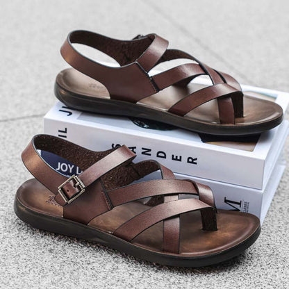 👟 50% RABATT NU! ☀️ Herr Romerska Sandaler – Mjuk Sula & Justerbara Remmar – Perfekt för Strand, Semester & Vardag – Klassisk Design 🌊