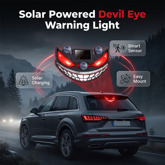 😈 50% RABATT NU! 💡 Solcellsdriven LED-varningslampa "Teufelsauge" – Vibrationssensor & USB/Laddning – Perfekt för Bilar & Lastbilar – Ökar Trafiksäkerheten 🚗