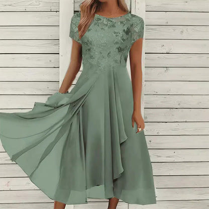 👗 50 % RABATT NU! ✨ Fashionabel tyllklänning med rund hals – mjukt material, elegant snitt & perfekt för fest och vardag 💃