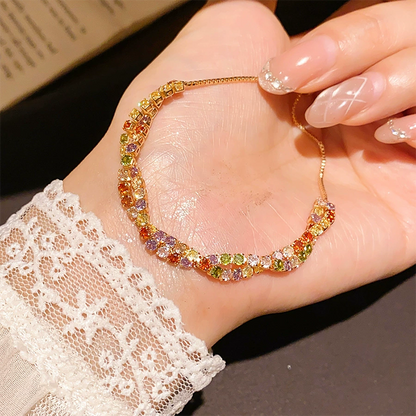 📿 50% RABATT NU! ✨ Retro Korsad Flerfärgad Zirkon Armband – Justerbart & Livfullt – Perfekt för Vardag & Fest – Unik Vintage-estetik 💎