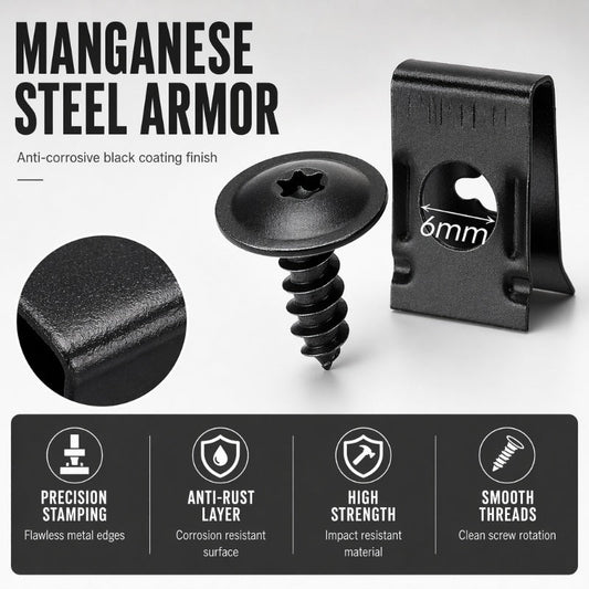 🔩 50% RABATT NU! 🚗 Universellt Set med U-formade Metallklämmor & Skruvar – Säkert Fäste för Stötfångare, Skärmar & Grillar – Perfekt för Bilar, SUV:ar & Lastbilar 🛠️