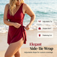 👙 50% RABATT NU! 🌊 Elegant Badklänning i Plusstorlek – Premium Omlottdesign med Magkontroll – Perfekt för Strand & Pool – Enfärgad & Texturerad ✨