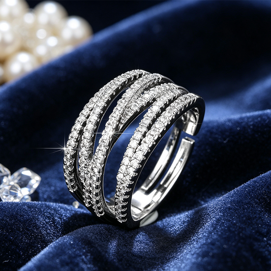 💍 50% RABATT NU! ✨ Adjustable Multi-Band Crossover Ring – Elegant Design & CZ Pavé – Perfekt för Vardag & Fest – Justerbar Öppen Band 💎